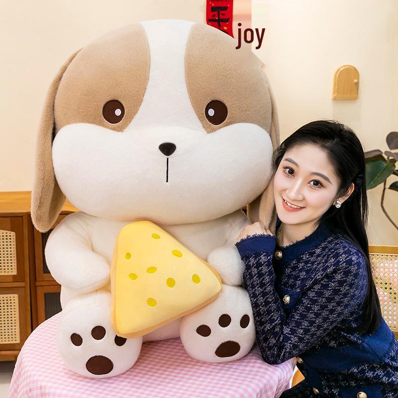 Large Creative Cheese Dog Plush Toy - Cartoon Dog Pillow New Year Gift for Girls