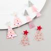 New Glitter Pink Christmas Tree Acrylic Earrings for Women Girls Cute Sweet 3-Tree Long Dangle Earring Party Jewelry Gifts