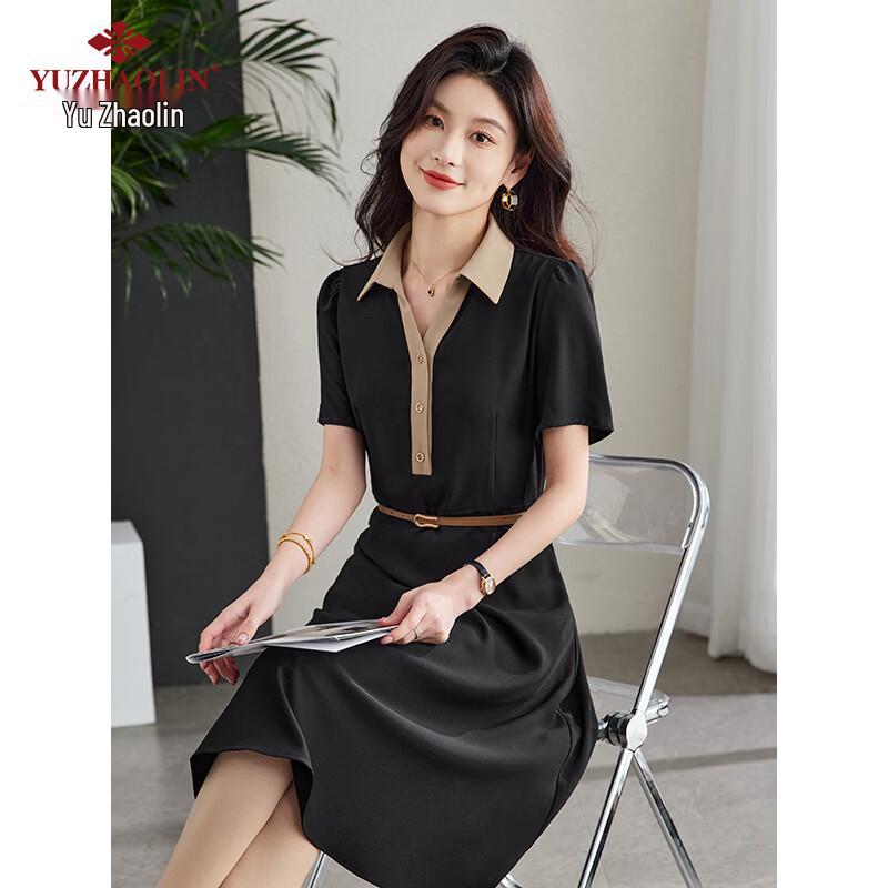 YUZHAOLIN Women s Color-Block Lapel Short Sleeve Dress XXL