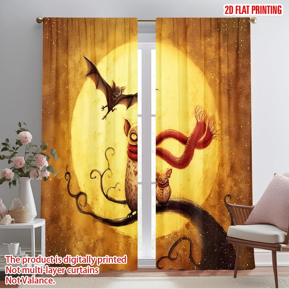 

2 шт., шторы с 2D-печатью, цифровая печать, хэллоуин, призрак (20) Полиэстер (без удилища) Декор комнаты для гостиной и 52.50×116.00 CM 2pcs