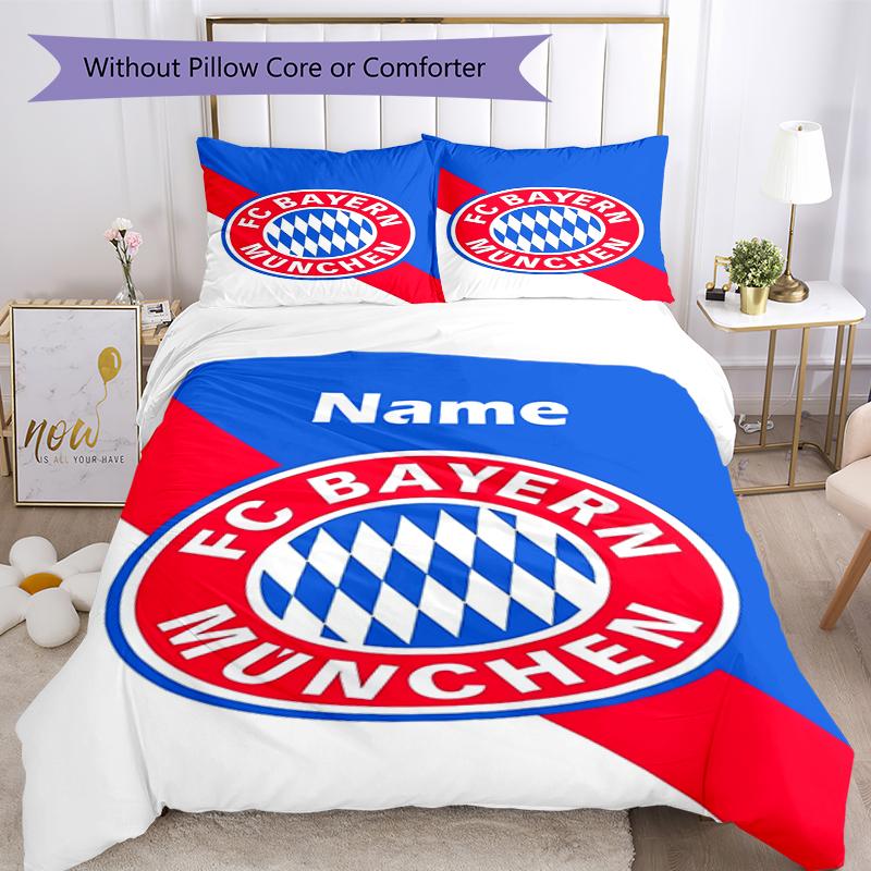Set Biancheria da Letto FC Bayern München Personalizzato con Nome 3 Pezzi Copripiumino Chiusura Include 1 Copripiumino e 2 Federe, Morbido e Confortevole per Tutte le Stagioni.