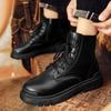 Autumn Winter Black Men's Bikers Boots British Style Leather Ankle Boots For Man Fashion Casual High Top Motorcycle Boots Men