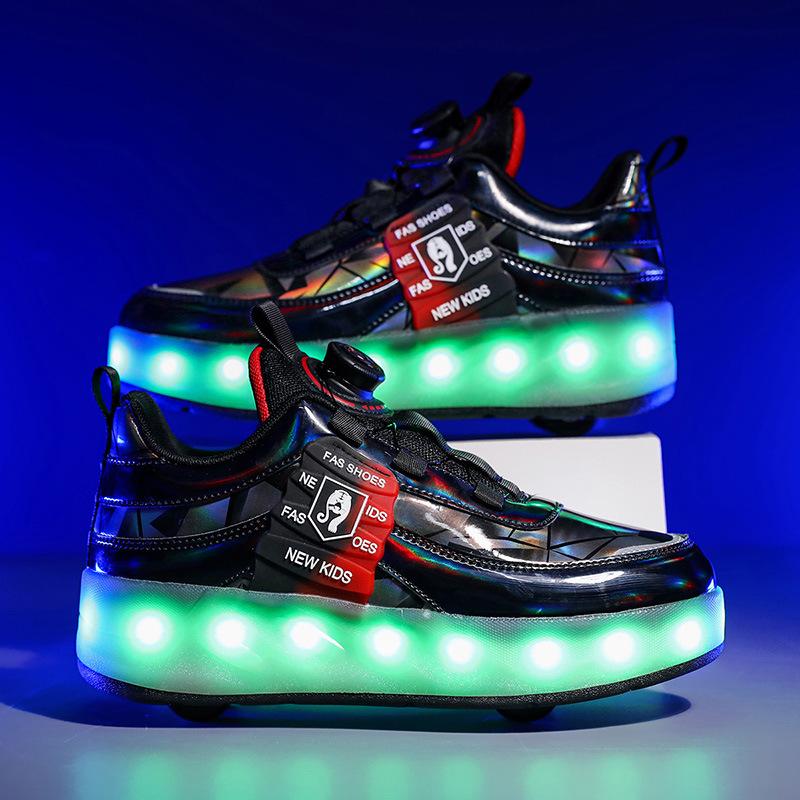 New Invisible Glowing Wheeled Skates Women's Kids Walking Skates Quad Wheel Removable Roller Skates Sporty and Stylish
