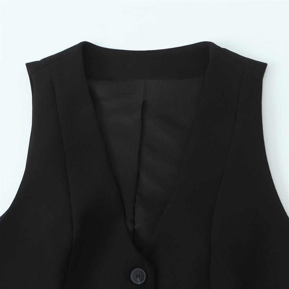 2025 Spring Women's Slim V-Neck Vest & High-Waisted Straight-Leg Pants Set