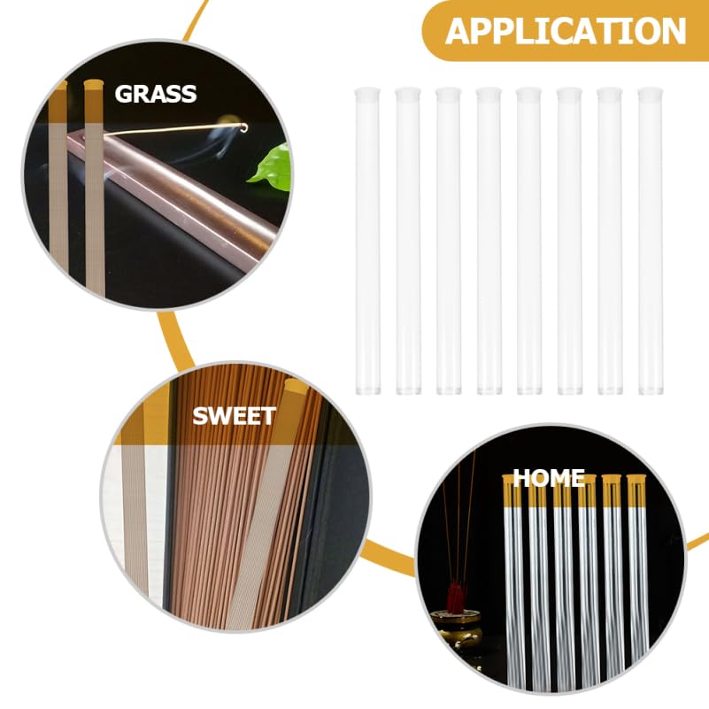 ULTECHNOVO Set of 8 Clear Acrylic Incense Tubes with Lids, Portable and Easy to Carry, 23cm x 1.5cm, Lightweight and Wear-Resistant
