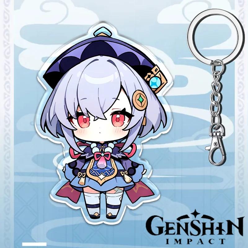 Portachiavi Acrilico Genshin Impact da 12cm Accessori Zaino Studente Hu Tao Yoimiya Zhongli Raiden Shogun Accessori Regali per Feste