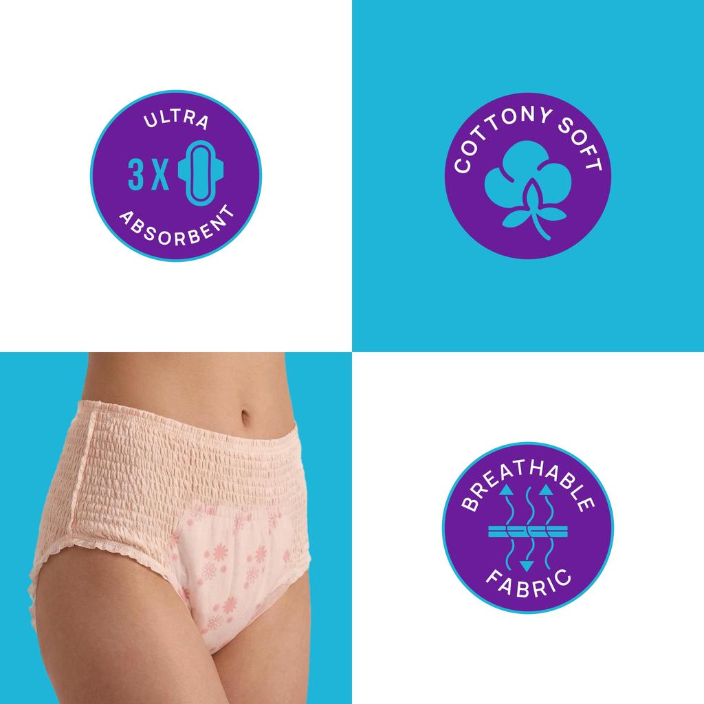 Dignity Bloom Einweg-Periodenunterwäsche - L/XL (12 Stück) | Eng anliegend | 3X Saugstark | Atmungsaktiver Stoff und 360° Auslaufschutz