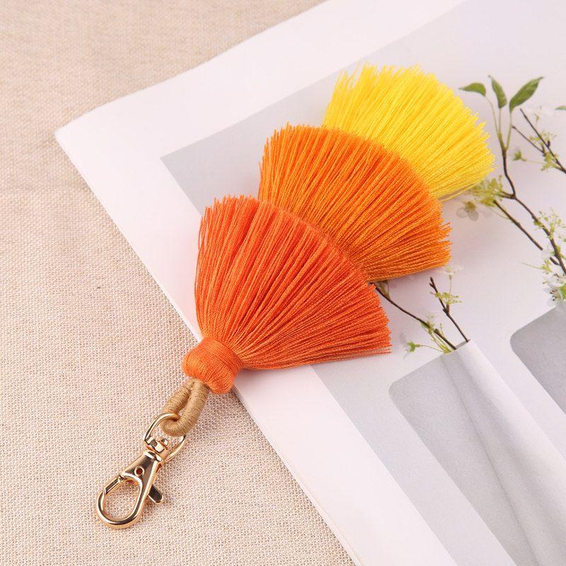 Three-Layer Cotton Tassel Pendant Bag Ornaments Ethnic Style Fashion Keychain Bohemia 3-Layer Tassel Pendant
