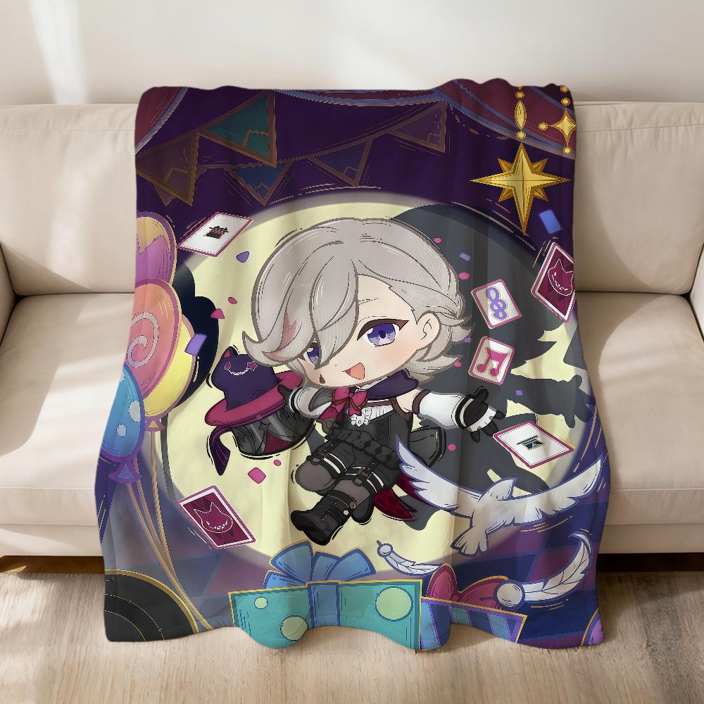 Game Lumine Genshin Impact Diluc Chibi Flannel Soft Warm Plush Blanket Sofa Living Room Pet Hogar Bedroom Gift Home Car Portable