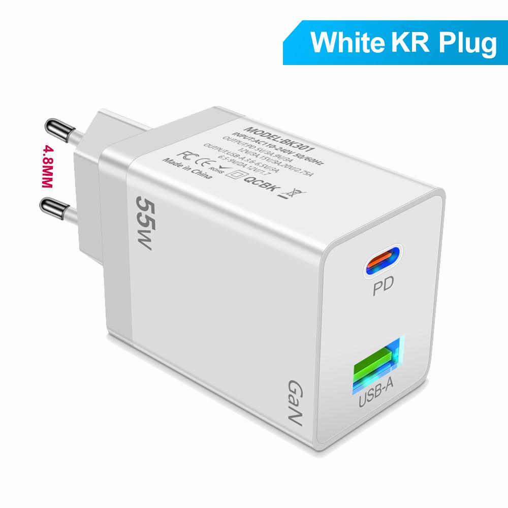 55W GaN USB Type C Charger PD QC 3.0 Quick Charger for Macbook Laptop IPAD Tablet IPhone 15 14 Samsung S23 Ultra Huawei Xiaomi