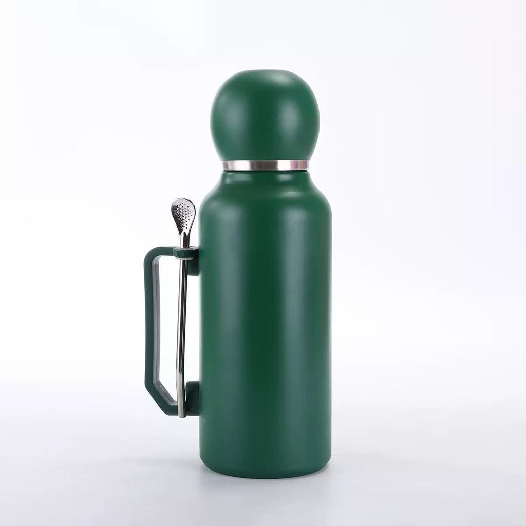 Water Bottle Stainless Steel Football Cup Outdoor Accompanying Sports Kettle Double Layer Thermos Cup with Handle