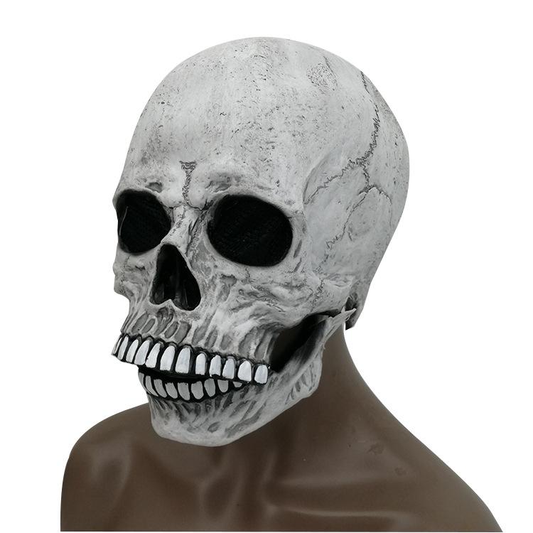 Movable Mouth Halloween Skeleton Mask: Scary Latex Skull Headgear for Party Pranks