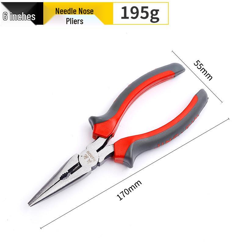 Toad Pattern Industrial-Grade Steel Pliers: 8  Wire, Diagonal Cutting, 6  Needle-Nose