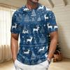 Men's Quick-Dry Neck Short Sleeve T-Shirt with Christmas Print