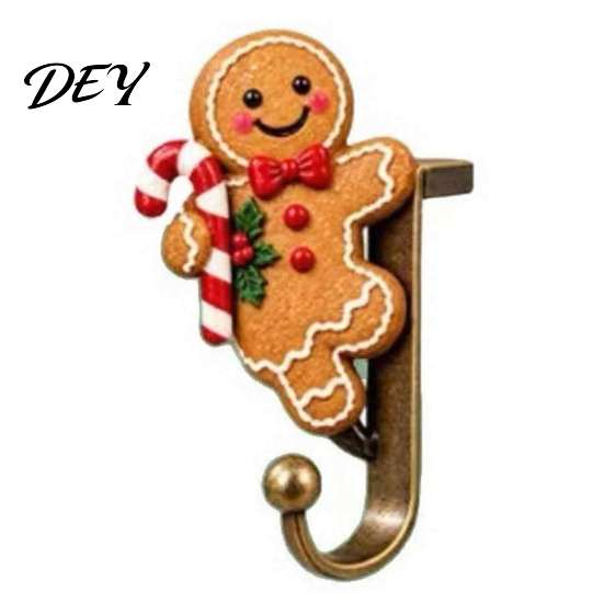 Holiday Ornament Hangers Christmas Stocking Holders for Mantle, Santa Claus/Reindeer/Nutcracker/Red Bird Metal Fireplace Tree Clips Hangers, Farmhouse