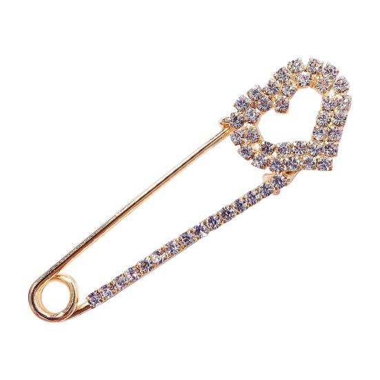 Safety Pin Brooch for Women Rhinestone Decorative Shawl Sweater Clip Alloy Safety Pins for Dress Shirt Cardigan