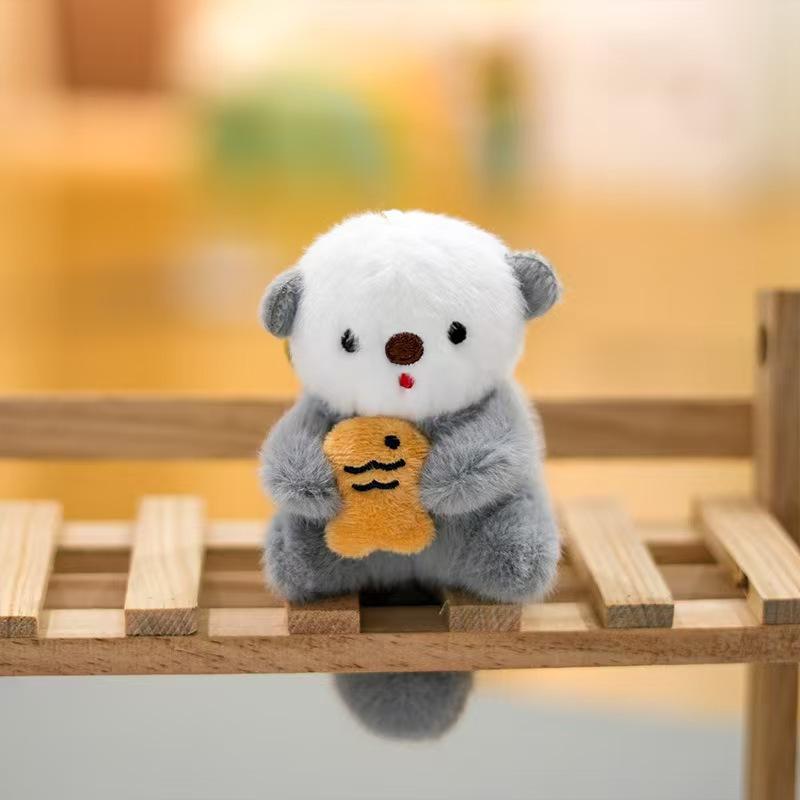 Cute Mizuse Plush Bag Pendant Cartoon Eating Fish Long Tail Small Koala Book Doll Bag Hanging Decoration Car Key