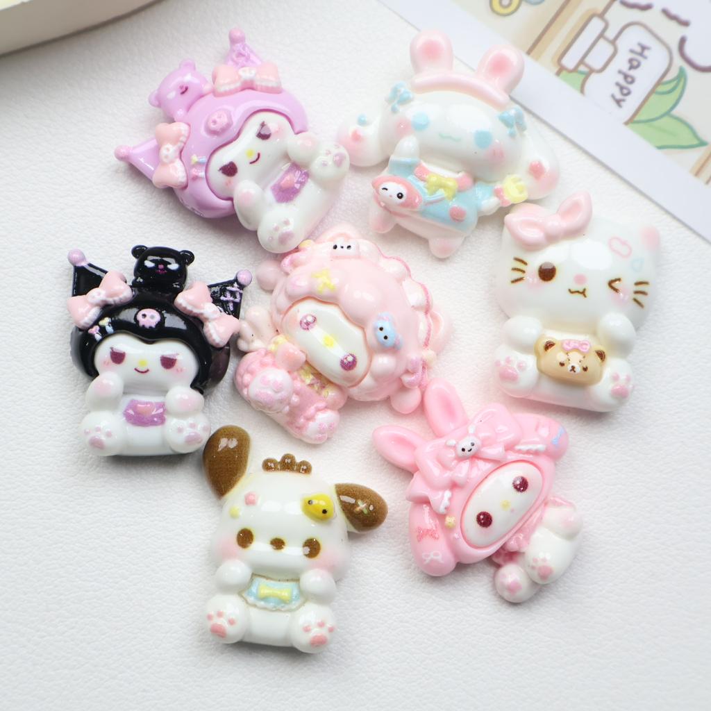 14/140PCS Cartoon DIY Resin Accessories, Cute Cream Glue Handmade Hair Clip, Phone Case, Headband, Pendant, Jewelry Accessories