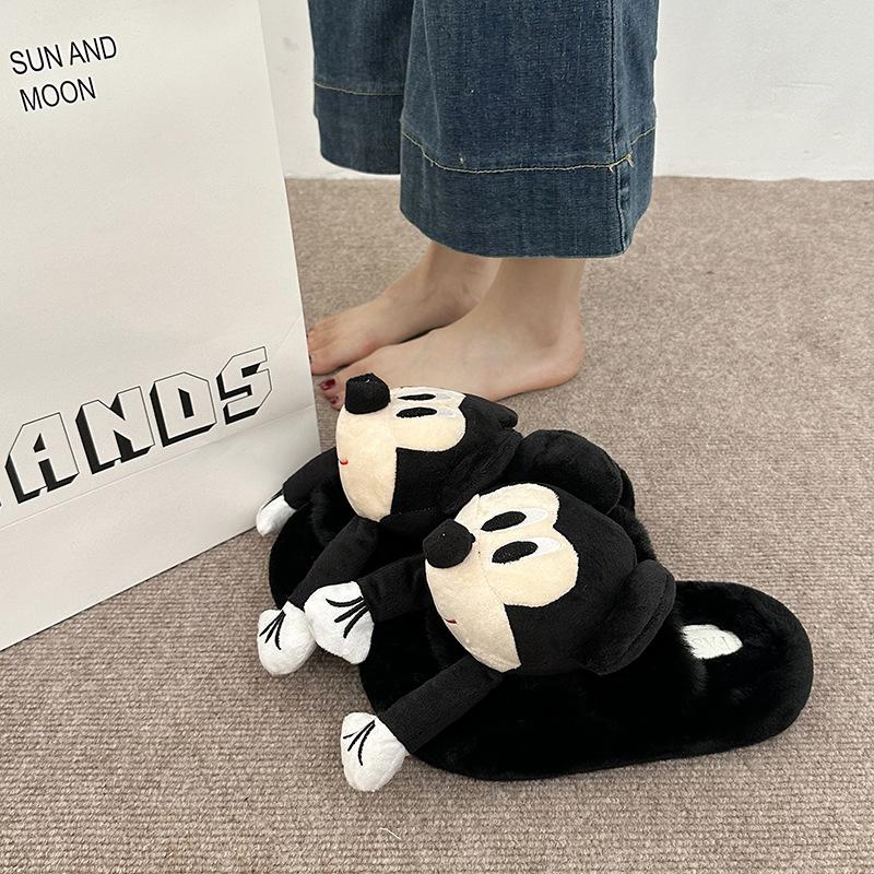 Mao Mao slippers women's outer wear 2025 new autumn and winter Korean version thick bottom height increase small home plush cotton slippers