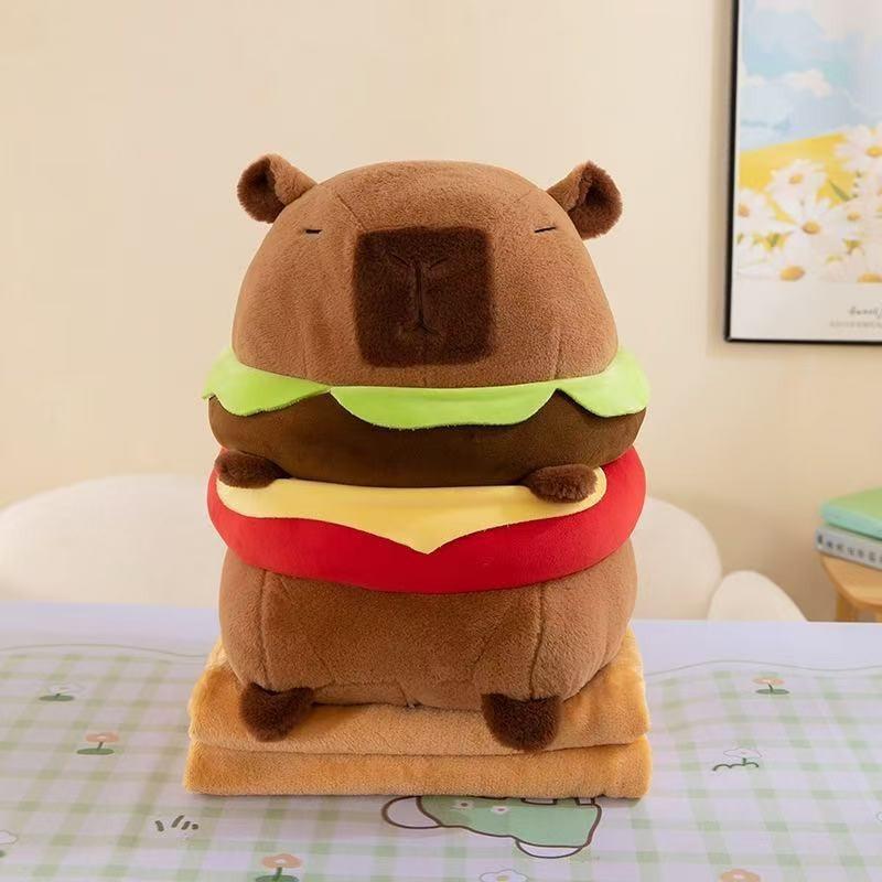 Kapibala Capybara Ugly Cute Doll Kapibala Car Office Air Conditioning Pillow Quilt Nap Blanket Two-in-One