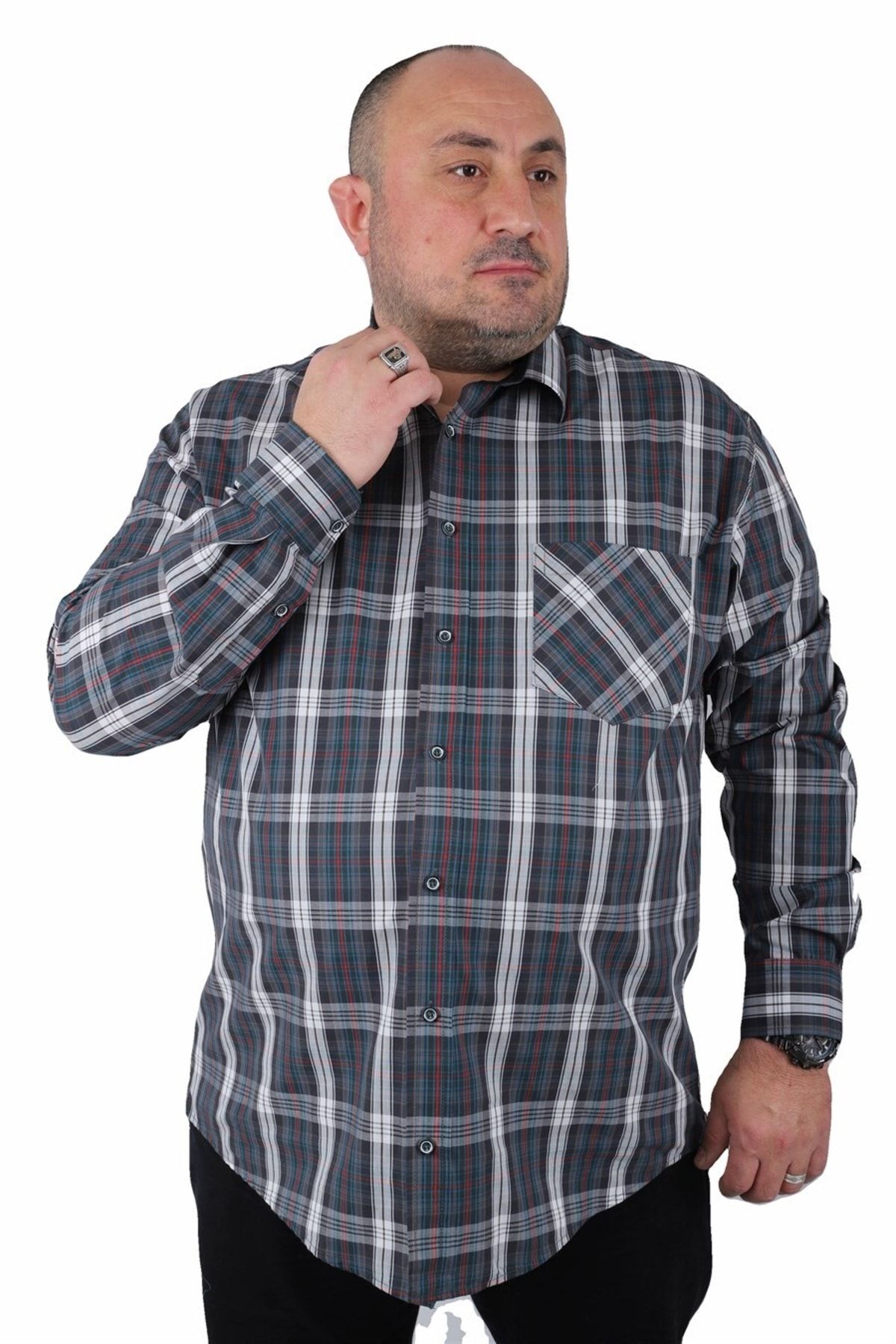 

Мужская рубашка больших размеров размера плюс Мужская рубашка больших размеров Line Square Neftı 2XL