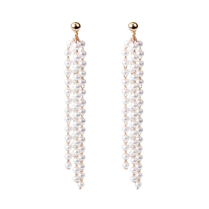 Fashion Long Pearl Fringed Earrings For Women, Temperament, Personality, Trend, Fairy And Thin Earrings