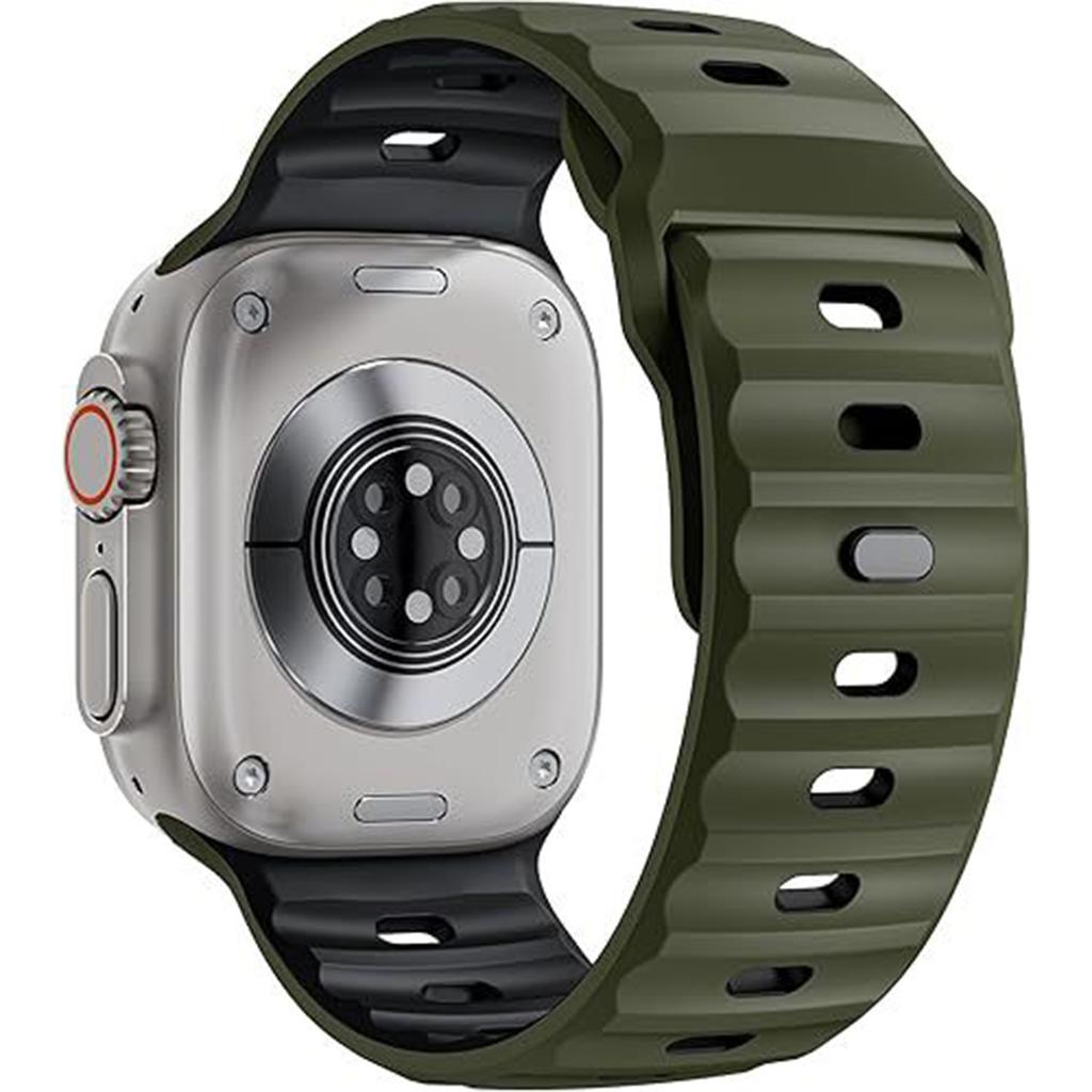 KALEBOL Mecha Silicone Strap for Apple Watch Ultra 3 2 1 49mm/Series 11 10 46mm/9 8 7 45mm/SE3 SE2 SE 6 5 4 44mm/3 2 1 42mm Dual Color Watch Band