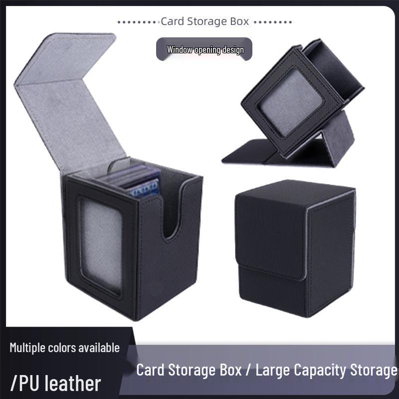 Large Capacity Leather Card Storage Box with Diamond Pattern for Pokémon & Three Kingdoms Kill Game Cards
