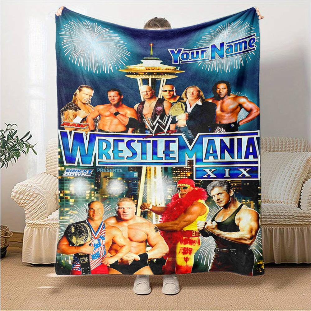 Wrestlemania Customize Your Name Blanket Gift Personalized Blanket Warmthful Decor Suitable for Home Decor Livingroom Bed Sofa All-Season Use