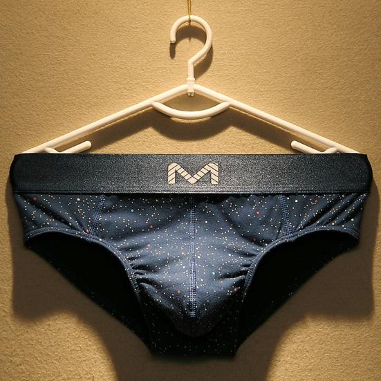 Men Briefs Letter M Stretchy Loose Low Waist Starry Sky Print Patchwork