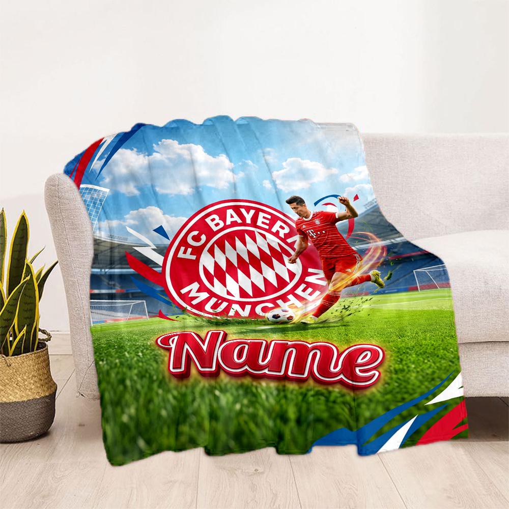 Bayern Munich Fan Gear Customize Your Name Blanket Throw Customizable Blanket Ultra-Soft Throw For Nap Chair Bed Sofa Ideal for All Seasons