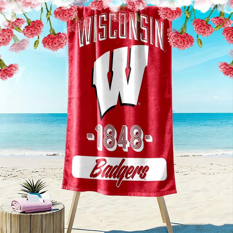 Wisconsin Badgers Druck Strandtuch, Großes Weiches Schnelltrocknendes Handtuch für Strand Camping Schwimmen