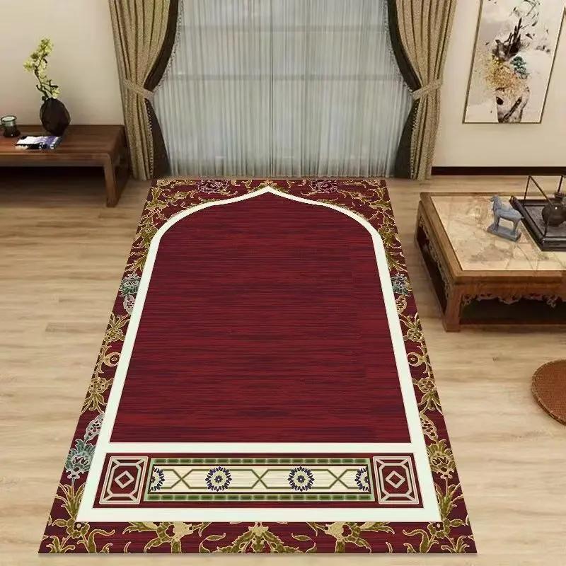Authentic Ethnic Muslim Prayer Rug Living Room Decor Anti-slip Carpets Bedroom Soft Rug Entrance Doormat Cultural Muslim Carpet