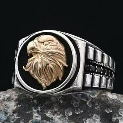Umweltfreundlicher Amerikanischer Punk Herren Adlerkopf Ring
