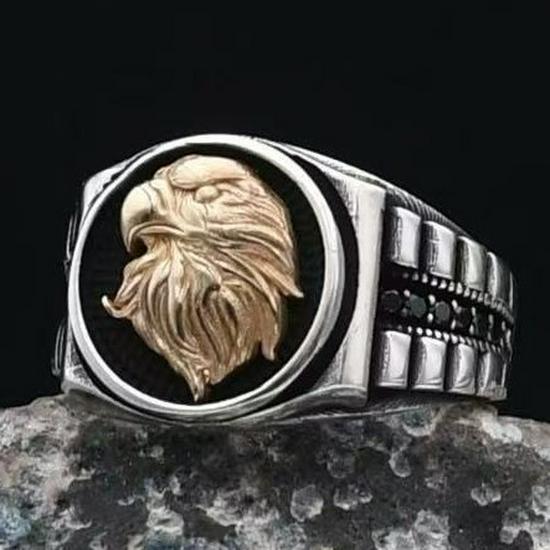 Eco-friendly American Punk Men's Eagle Head Ring