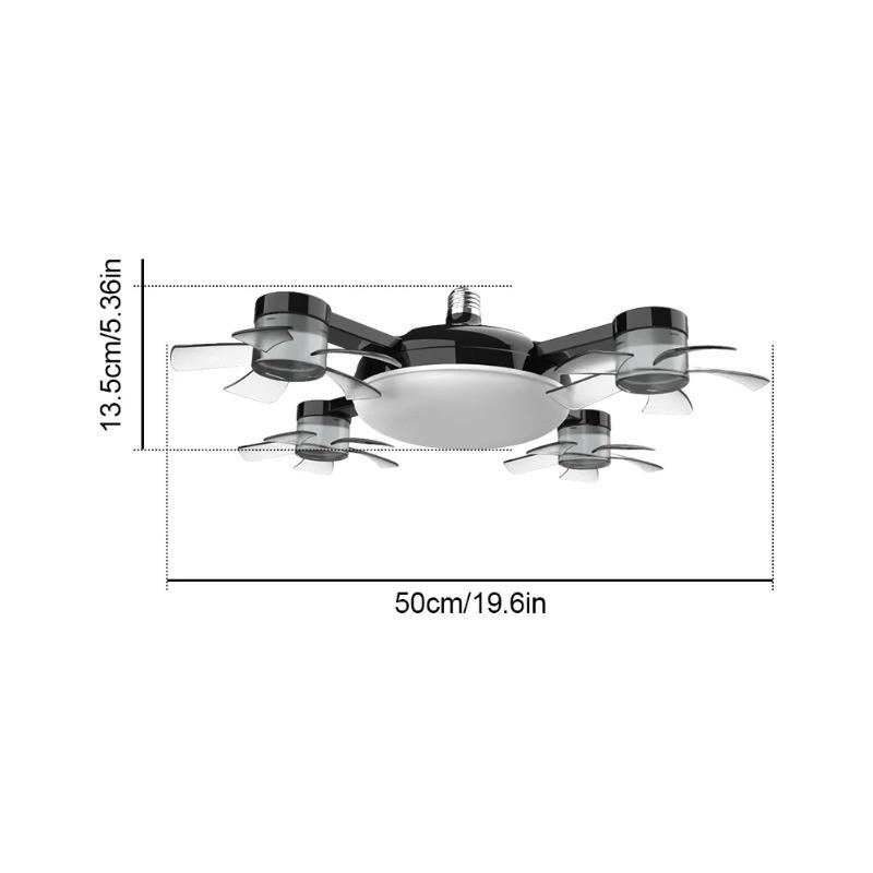 E27 Drone Ceiling Fan Light 3 Color Stepless Dimming Decorative Fanlight with Remote Control for Bedroom Living Room Kitchen