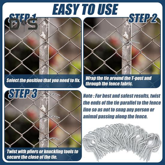 100Pcs Galvanized Fence Wire Tie Clips Easy Installation Reliable Metal Fence Post Clips for DIY Enthusiasts