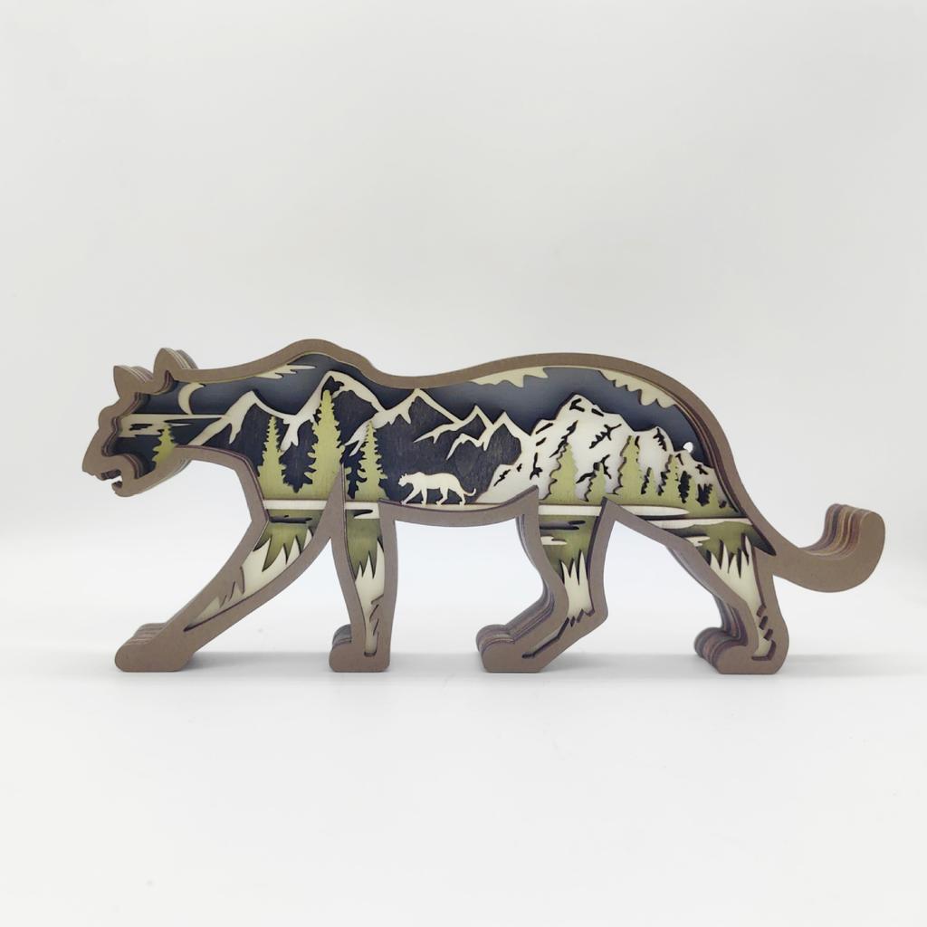 2025 New Nordic Style Creative Wooden Carving Ocean Forest Animals with Lighting Wood Crafts Ornaments Home Accessories