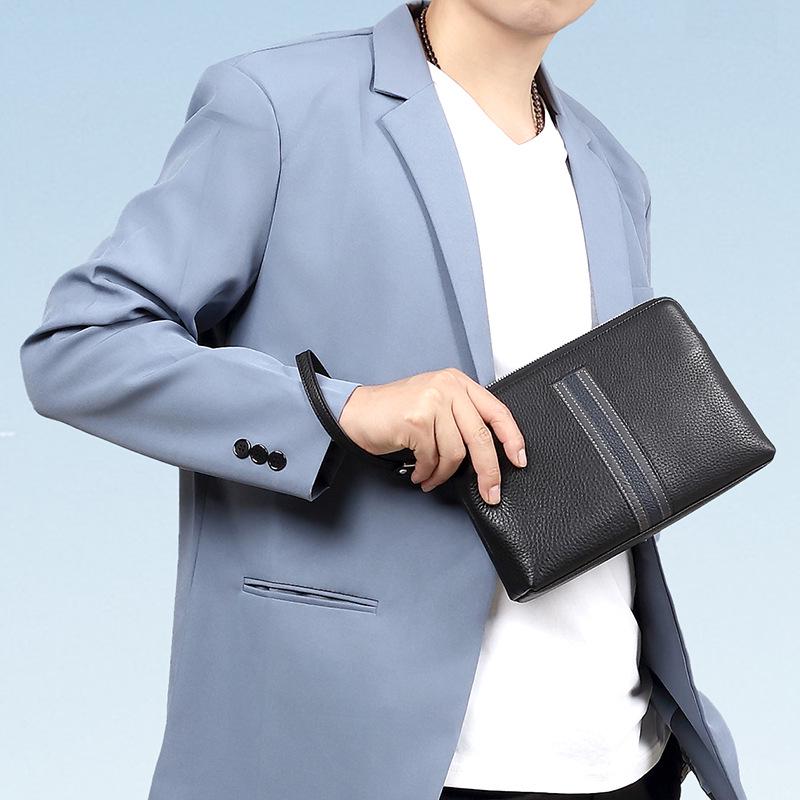 Men's Genuine Leather Large Capacity Clutch - Fashionable Envelope Bag In First Layer Cowhide