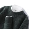 Men's 100% Pure Wool Heavyweight Jacquard Round Neck Sweater - Thick Knit Business Casual Base Layer.
