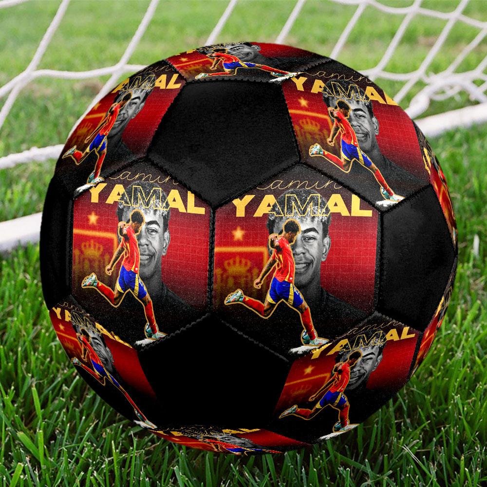 1PC Lamine Yamal Génie taille 5 ballon de football PrahaBallon de football en salle Coloré Tous les âges Cousu à la machine PVC Prêt pour la compétition Durable Haut rebond