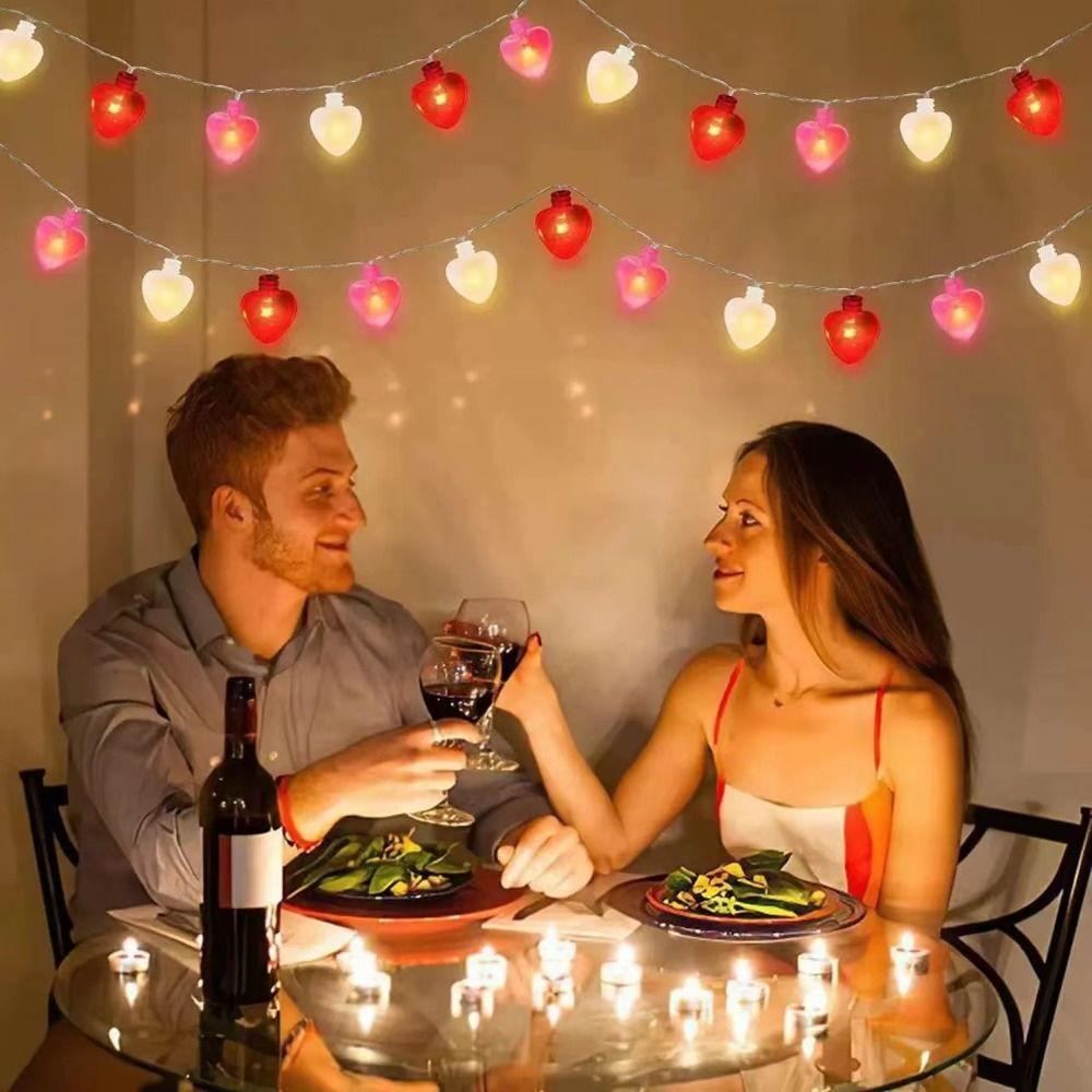 LED Lights Love Heart Fairy Light Garland Heart String Lights Valentines Day Party