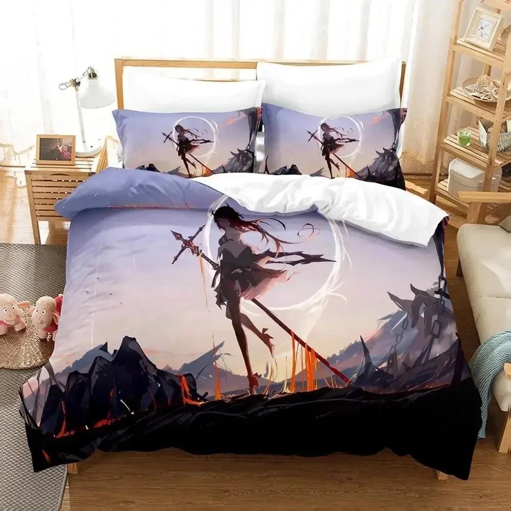 Kawaii Anime Arknights Bedding Set For Bedroom Soft Modern Bedspreads Comefortable Kids Duvet Cover Quilt Cover And Pillowcase