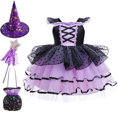 Halloween Mädchen Schwarz & Lila Lolita Prinzessinnenkleid - Süßer & Cooler Stil Puffiges Feiertagskleid