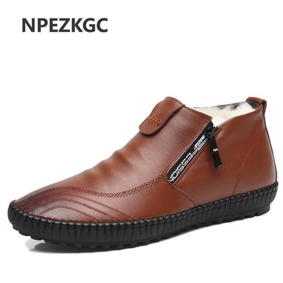Fashion Fashion Men Boots High Quality Split Leather Ankle Snow Boots Shoes Warm Fur Plush Winter Shoes Botas Hombre
