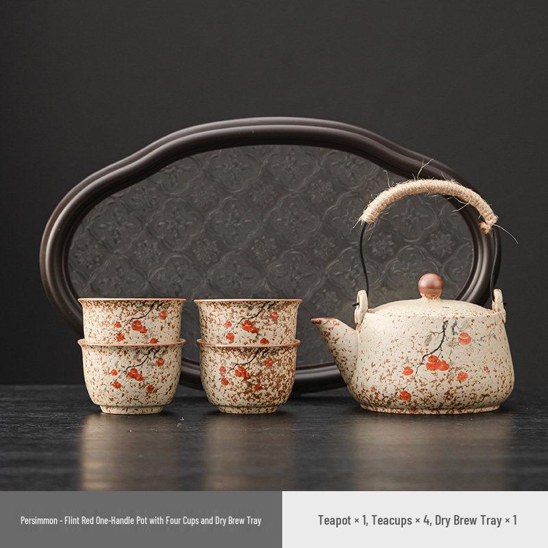 Firestone Gaiwan Tea Set: High-End Ceramic Teapot, Teacup, Handle Kettle for Home or Office Tea Brewing.
