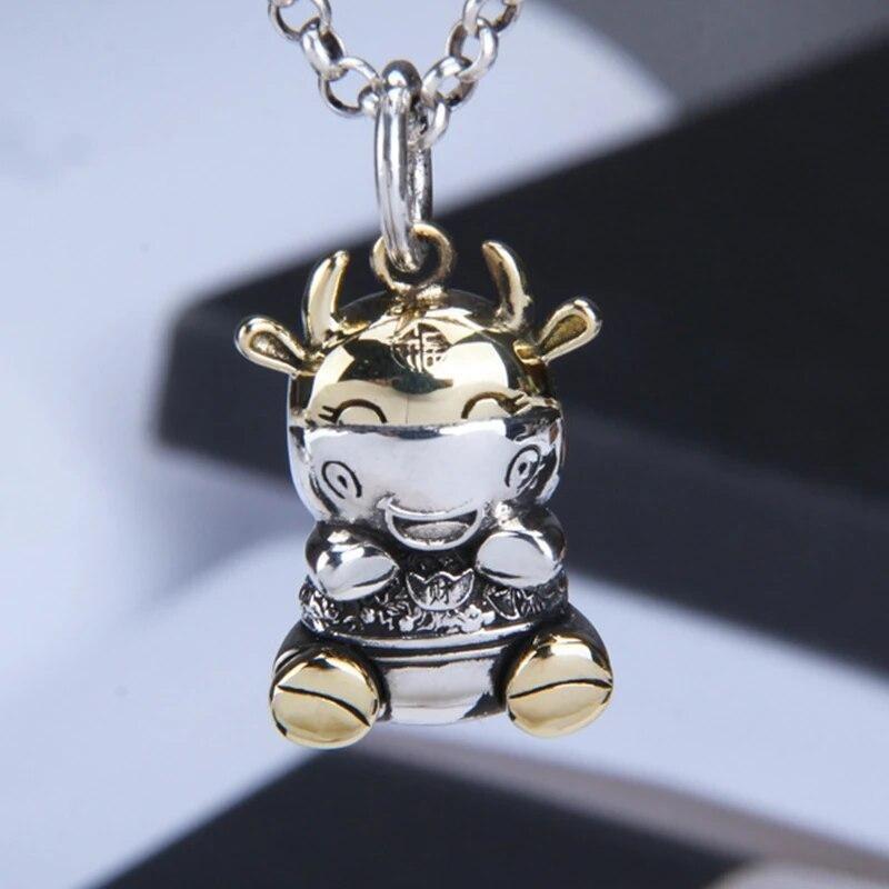 Collana con ciondolo a forma di testa di toro nordico punk retrò per uomo, gioielli classici con personalità animale