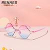 Children's candy color rhombus lace one-piece sunglasses cute baby cartoon concave sunshade sunglasses