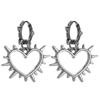Personality Punk Sliver Color Hollowed-out Thorn Heart Shape Pendant Hoop Earrings for Women Stainless Steel Jewelry Accessories
