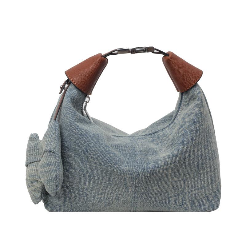 Large Capacity Versatile New Denim Handheld Bag For Women High Beauty Underarm Cowbody Bag Fashion Single Shoulder Crossbody Bag